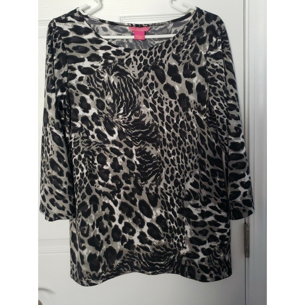 Sunny Leigh‎ Womans Blouse Size Large Leopard Print